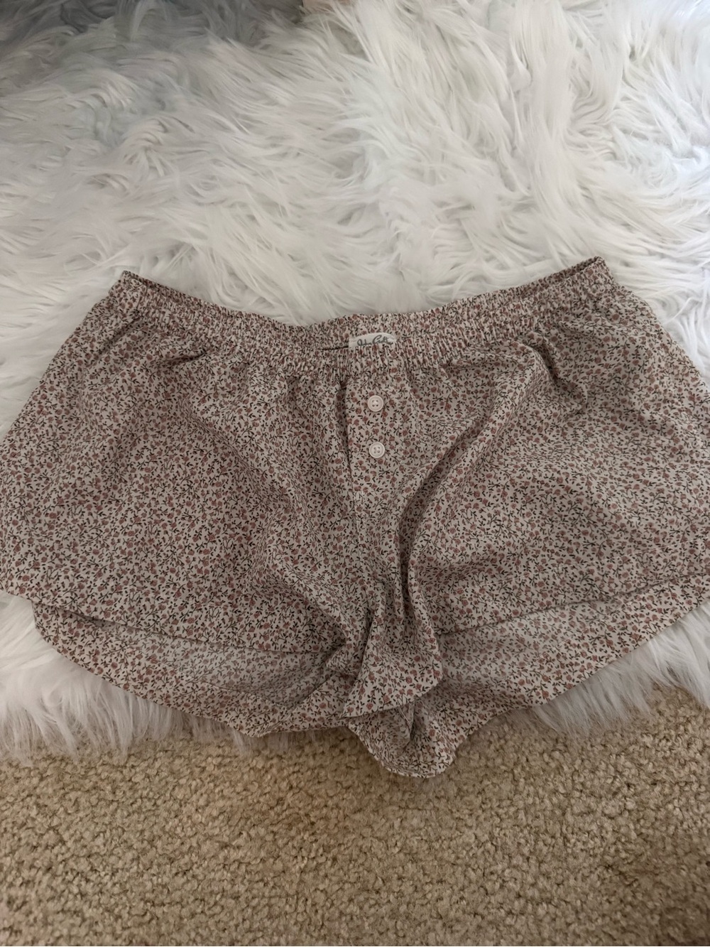 J. Jill Beige Floral Athletic Lounge Shorts